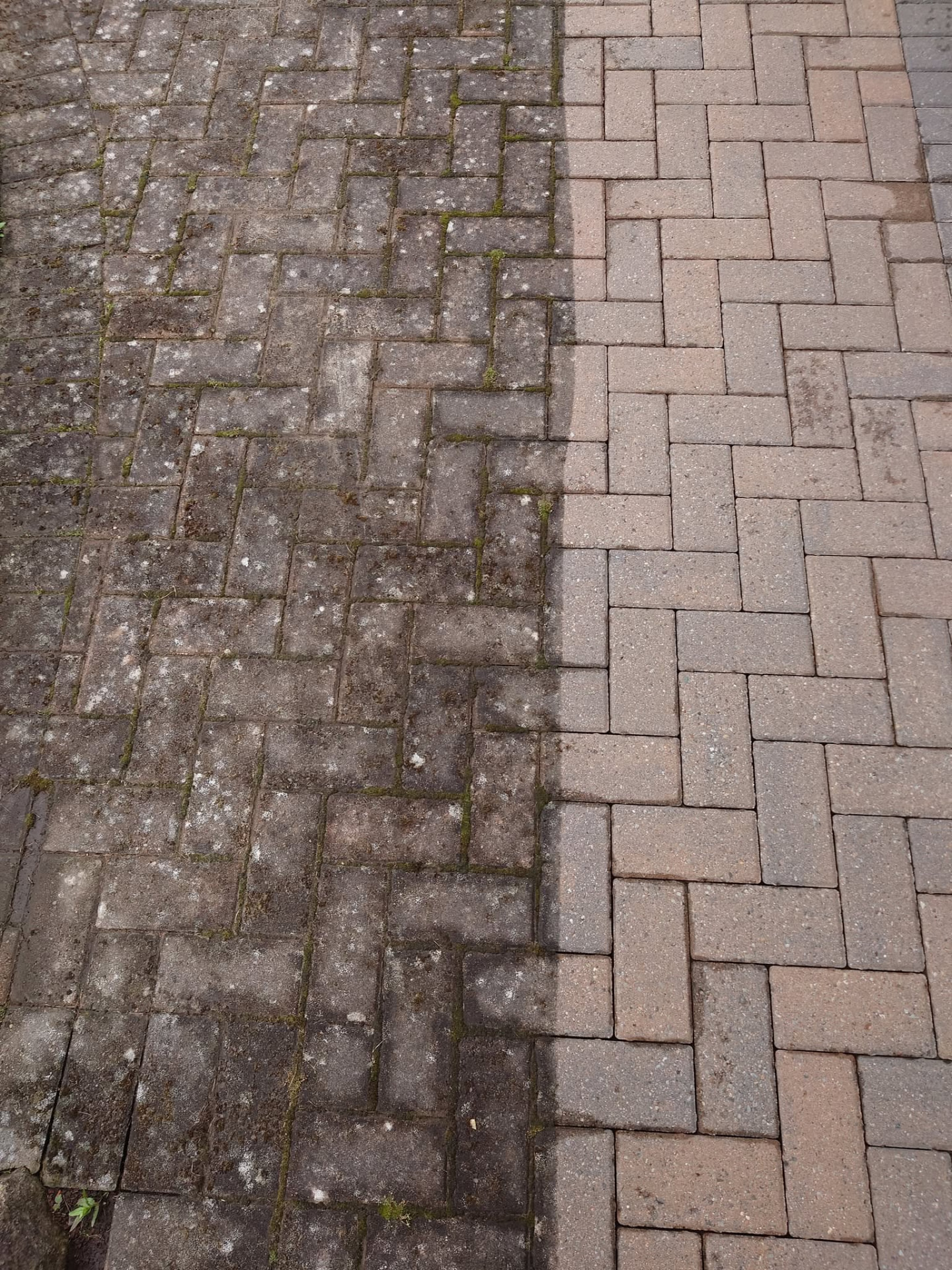 Block paving before and after cleaning